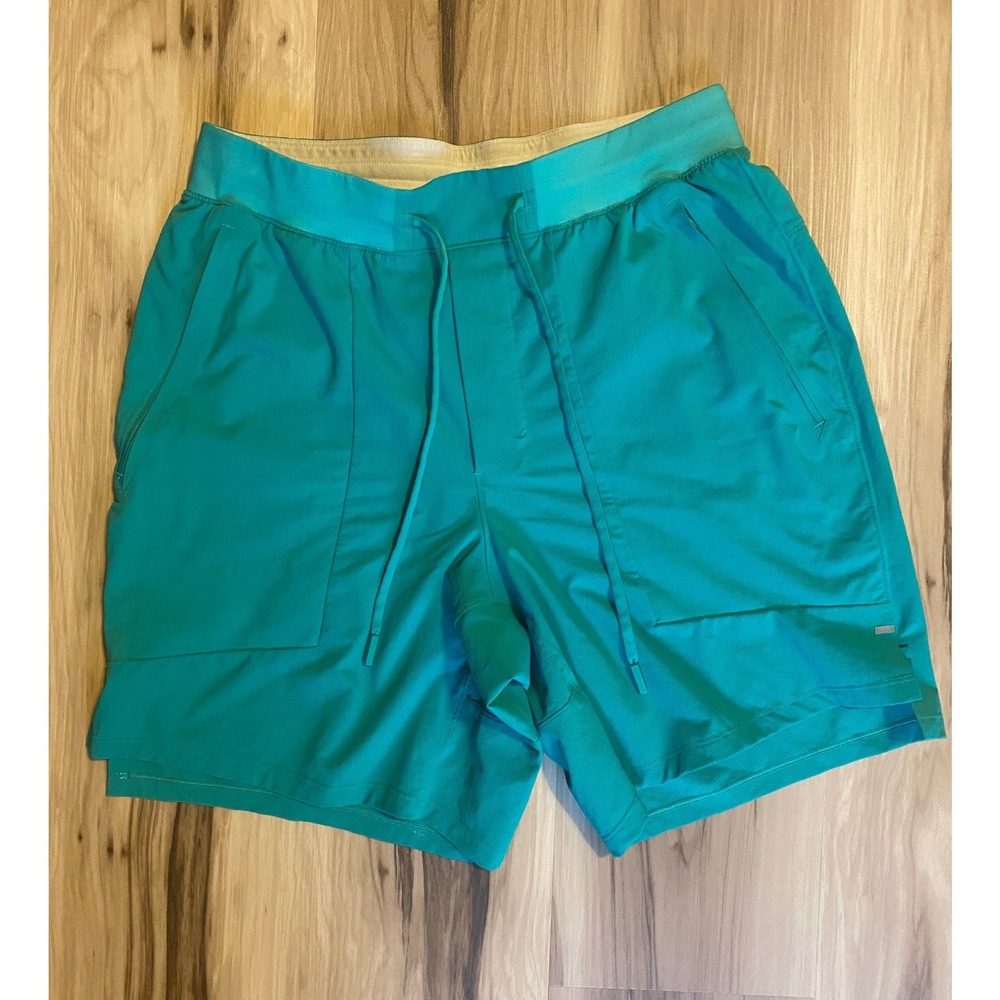 Lululemon Mens License to Train Linerless Short 7 Teal Blue LM7APYS Size M